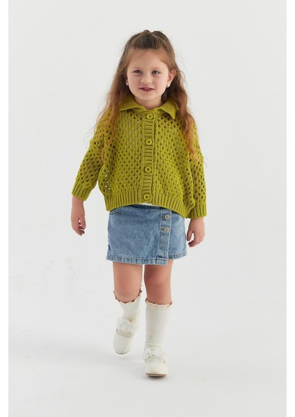 Çocuk Triko Hırka Yağ Yeşili modelleri