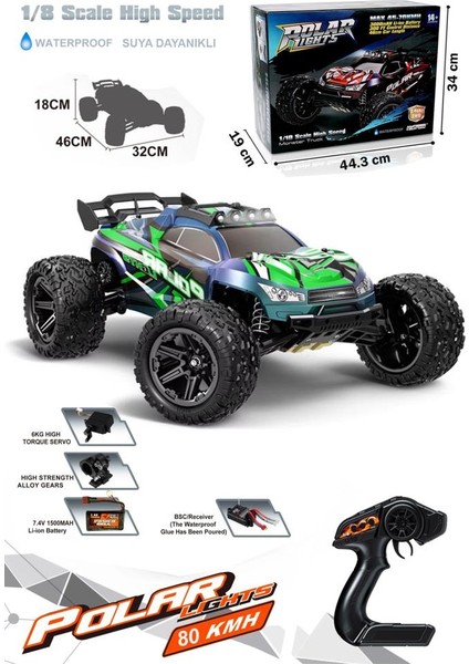 Büyük Boy Kumandalı Yüksek Hızlı Elektrikli Suya Dayanıklı 80KM/H 1:8 Rc Oyuncak Araç Full Fonksiyon Araba