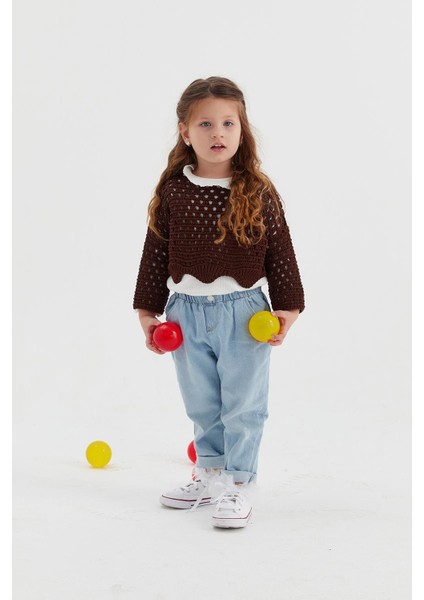 Çocuk Crop Triko Acı Kahve