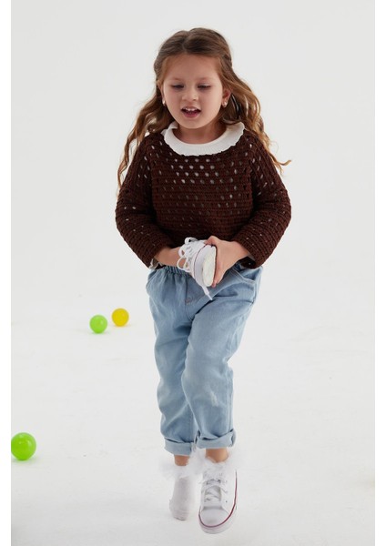 Çocuk Crop Triko Acı Kahve modelleri