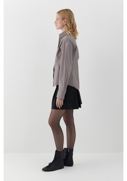 Kolu Balenli Poplin Gömlek Gri fırsatları