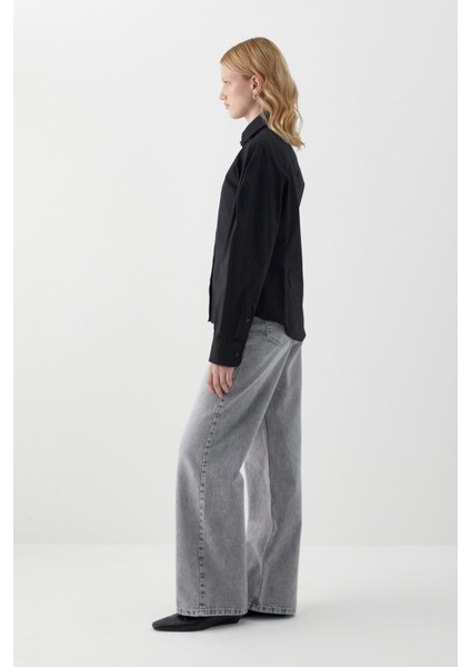 Kolu Balenli Poplin Gömlek Siyah fırsatları