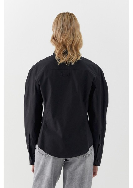 Kolu Balenli Poplin Gömlek Siyah indirimleri