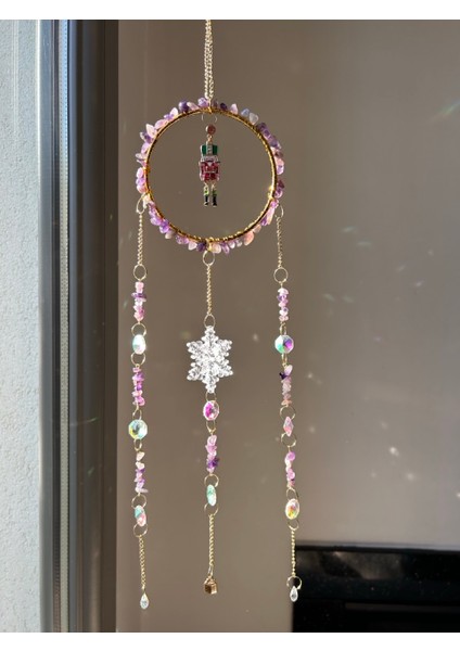 Yılbaşı Serisi - Yeniyıl - Ametist 1 Sun Catcher - Güneş Tutucu - Güneş Yakalayıcı - El Yapımı