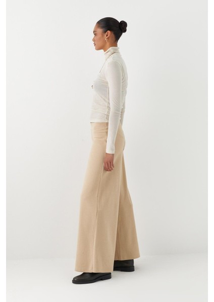 Triko Görünümlü Örme Pantolon Krem modelleri