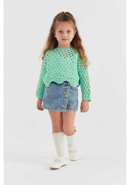 Çocuk Crop Triko Su Yeşili fiyatları