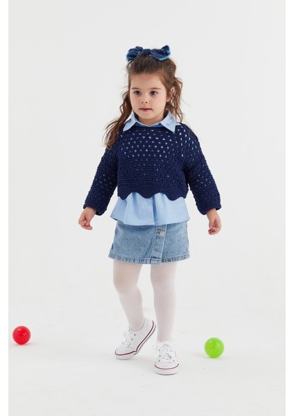 Çocuk Crop Triko Lacivert modelleri