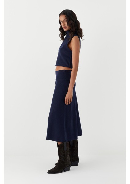 Triko Görünümlü Örme Etek Lacivert fırsatları