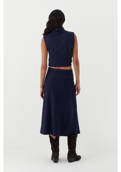 Triko Görünümlü Örme Etek Lacivert indirimleri