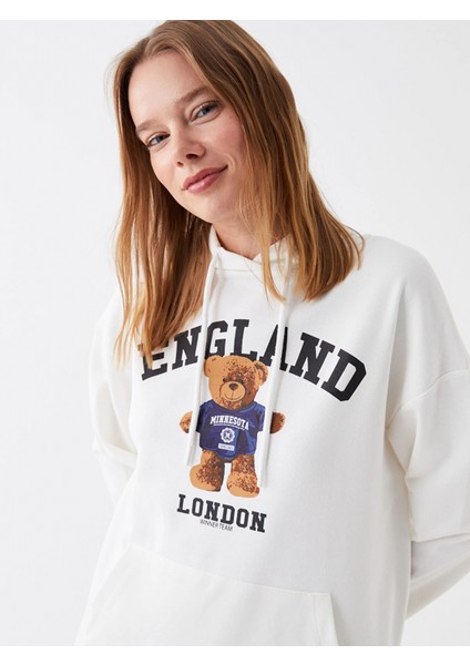 Lcw Modest Ekru Baskılı Uzun Kollu Kadın Hoodie fiyatları