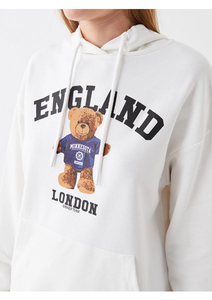 Lcw Modest Ekru Baskılı Uzun Kollu Kadın Hoodie fırsatları