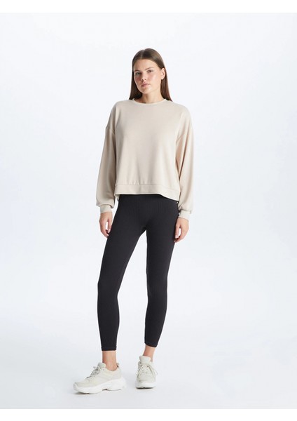 Xsıde Actıve Antrasit Beli Lastikli Düz Seamless Kadın Tayt