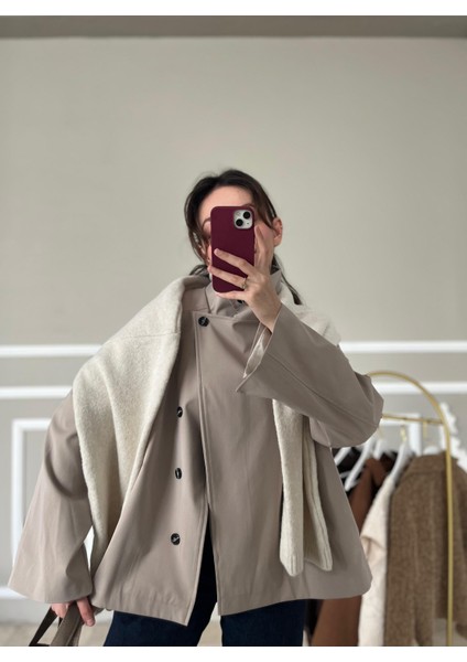 Taş Rengi Minimal Kısa Trençkot fiyatları