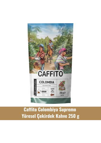 Caffito Kolombiya Supremo - Yöresel Çekirdek Kahve 250 G