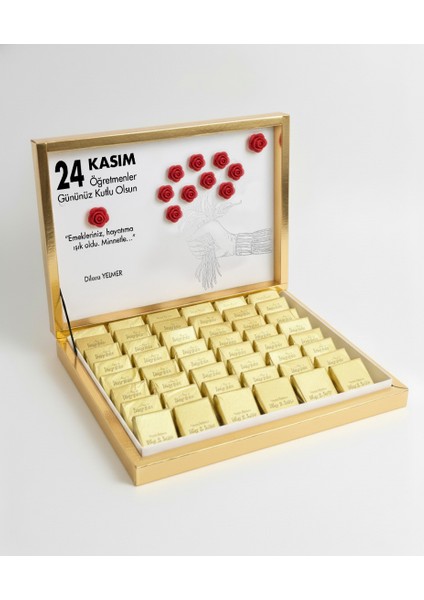 24 Adet | Premium Altın Kutuda Özel Madlen Çikolata | Tüm Özel Günler İçin Şık Hediye modelleri