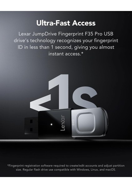 Jumpdrive Fingerprint F35 Pro 64 GB USB 3.0 Flash Sürücü, 300 Mb/s'ye Kadar OKUMA/150 Mb/s Yaz indirimleri