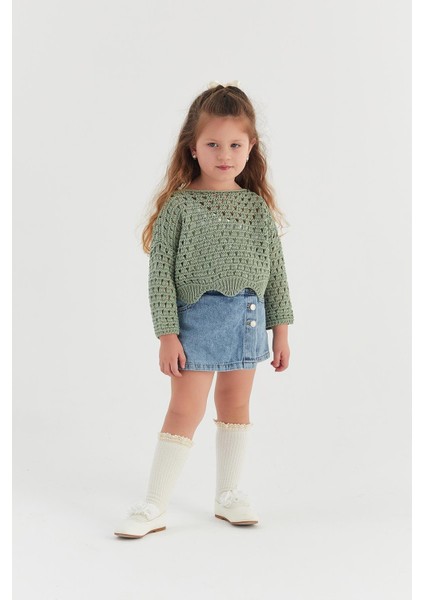 Çocuk Crop Triko Mint