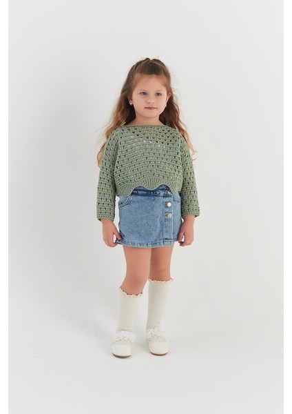 Çocuk Crop Triko Mint modelleri