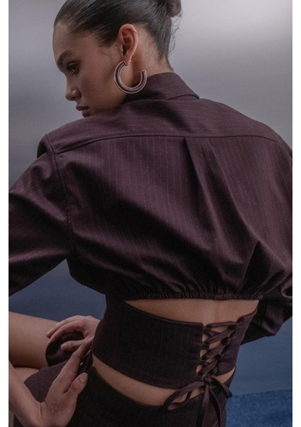 Premium Beli Korsajlı Gömlek Bordo fiyatları