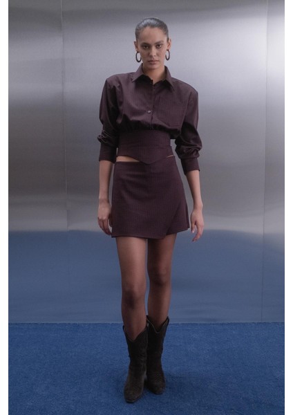 Premium Beli Korsajlı Gömlek Bordo fırsatları