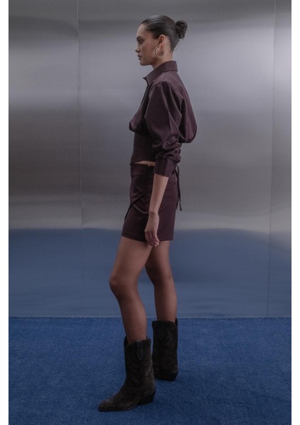 Premium Beli Korsajlı Gömlek Bordo indirimleri