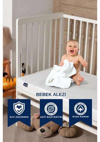 %100 Pamuk Fitted Sıvı Geçirmez Bebek ve Çocuk Yatak Koruyucu Alez, Park Yatak Beşik Yatak Alezi