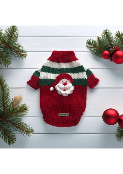 Kedi ve Köpek Için Noel Babalı ve Çizgili Yeni Yıl Kazağı