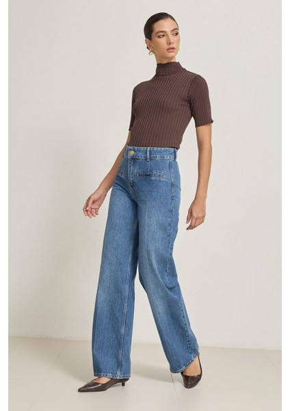 Mavi Rahat Kalıp Cep Detaylı %100 Pamuklu Pantolon fırsatları