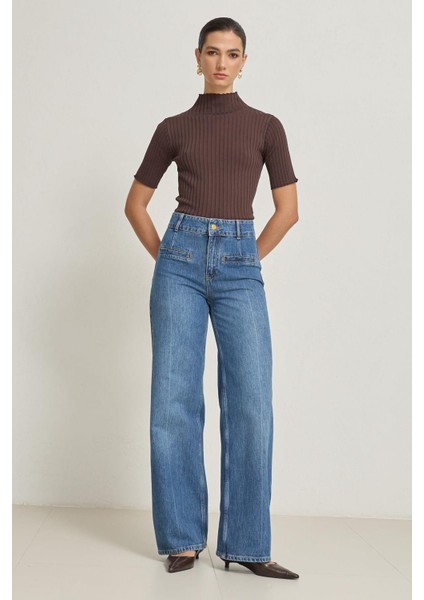 Mavi Rahat Kalıp Cep Detaylı %100 Pamuklu Pantolon indirimleri