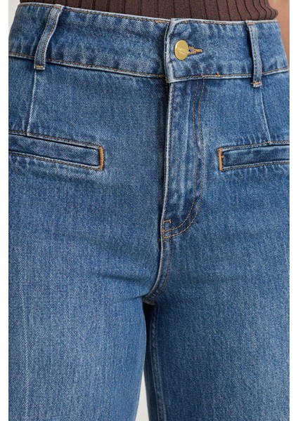 Mavi Rahat Kalıp Cep Detaylı %100 Pamuklu Pantolon