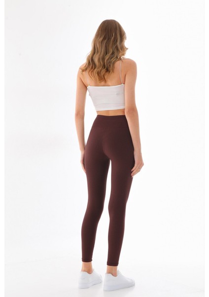 Kadın Fitilli Kahverengi Tayt – Içi Şardonlu, Yüksek Bel, Kışlık ve Sıcak Tutucu Spor Tayt modelleri