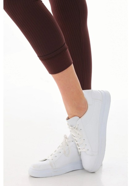 Kadın Fitilli Kahverengi Tayt – Içi Şardonlu, Yüksek Bel, Kışlık ve Sıcak Tutucu Spor Tayt fırsatları