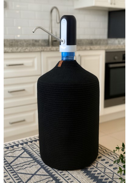 Doğal Hasır 19L Siyah Renk Damacana Kılıfı - Örtüsü