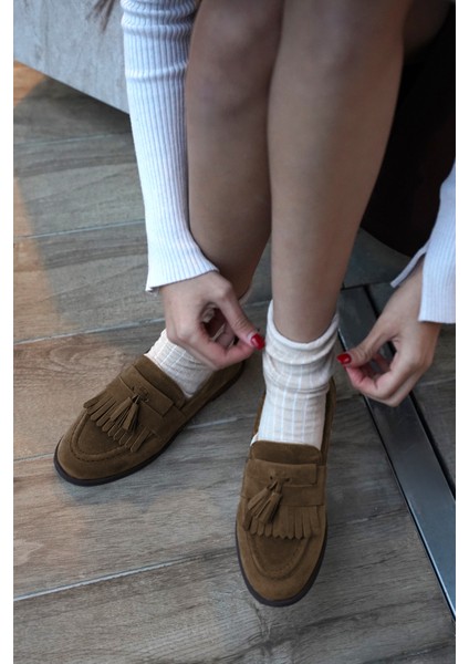 Kadın Loafer Püsküllü Günlük Ayakkabı Petlin Kahve Süet fiyatları