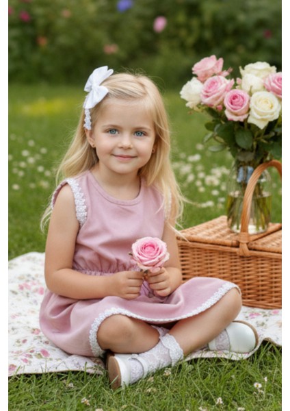 0020 - Kız Çocuk Pudra Elbise Toka Takım fiyatları