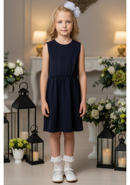 0005 - Kız Çocuk Antrasit Elbise Beyaz Toka Takım fırsatları