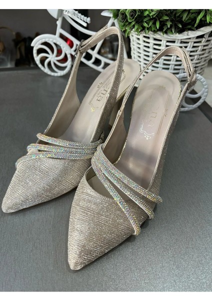 Çizgi Kabartmalı, Yandan 3 Sim Ipli Doku Rahat Kadeh Topuk Salon ve Abiye Ayakkabısı 2025 Model