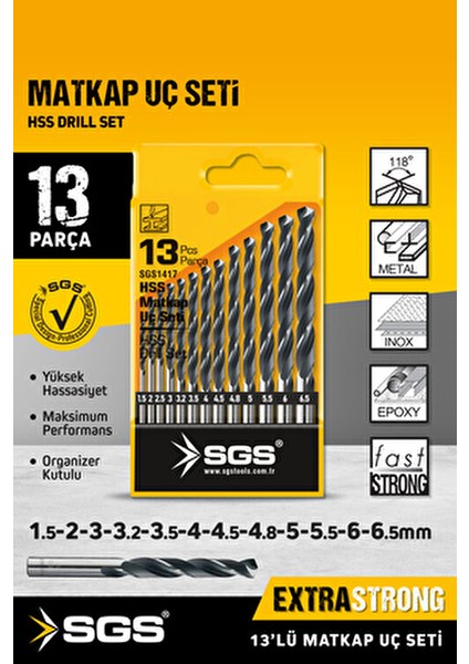 13 Parça HSS Matkap Ucu Seti Yüksek Dayanıklılık ve Profesyonel Kullanım İçin modelleri