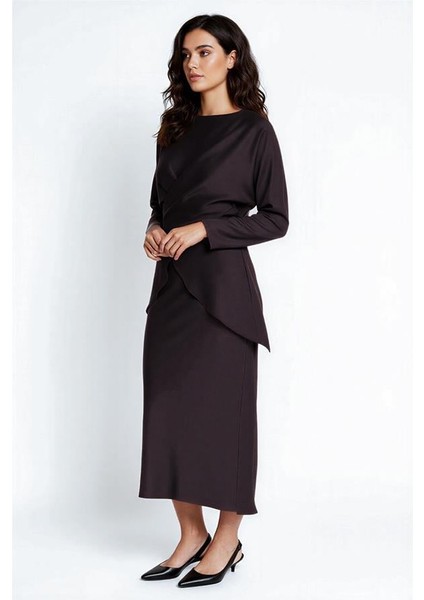 Çikolata Belden Bağlama Detaylı Uzun Kollu Bluz fiyatları