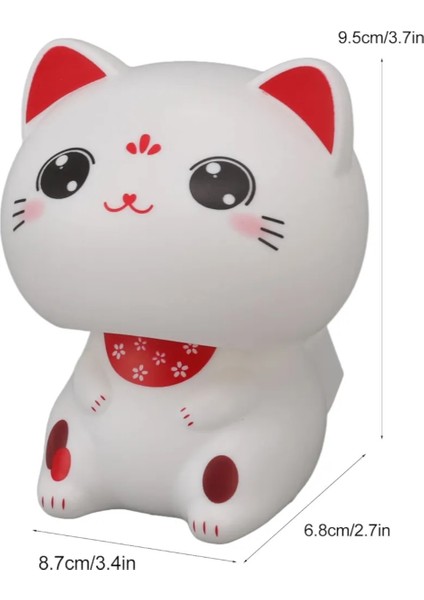 Tomvorks Sevimli Kedi Güneş Işığı Indüksiyon Plastik Heykel Restoranlar Araba Kontrol Paneli Için Şanslı Başını Sallayan Kedi (Büyük Gözlü)