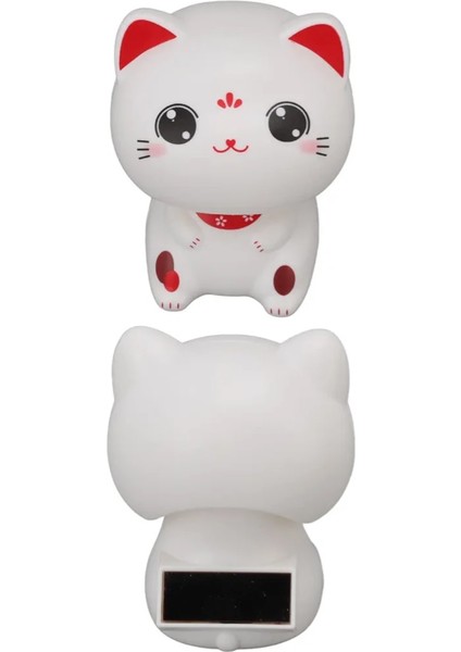 Tomvorks Sevimli Kedi Güneş Işığı Indüksiyon Plastik Heykel Restoranlar Araba Kontrol Paneli Için Şanslı Başını Sallayan Kedi (Büyük Gözlü) modelleri