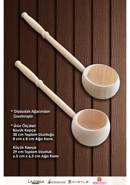 Doğal Dişbudak Ağacı Ahşap Tahta Kepçe Seti Çorba Kepçesi 2 Li Set fiyatları
