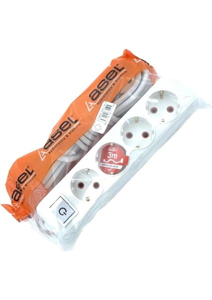 4'lü Topraklı Grup Priz 3mt Ast 403