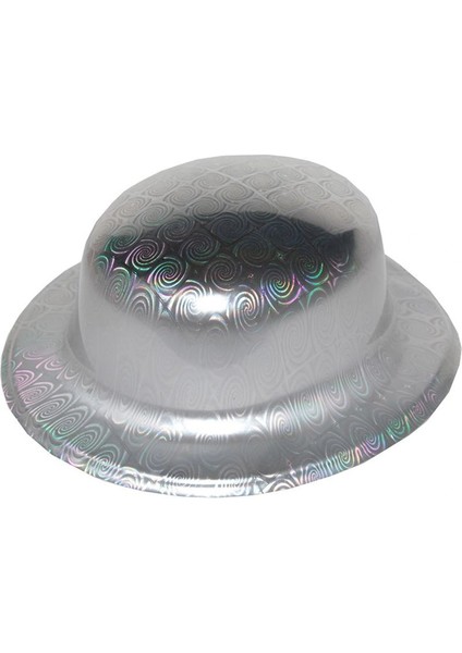 Gümüş Renk Hologramlı Plastik Yuvarlak Melon 27X24 cm