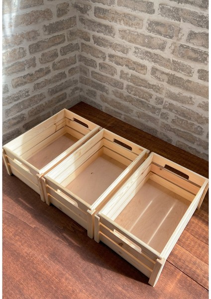 3 Adet Çocuk Odası Toparlayıcı- Oyuncak Toparlayıcı Ahşap Sepet-Organizer fiyatları