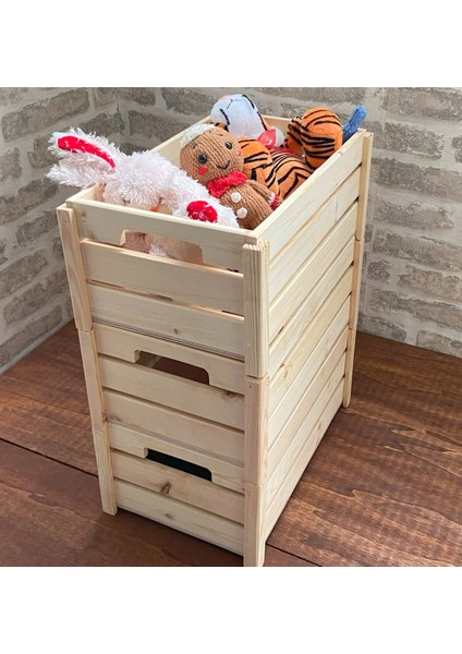 3 Adet Çocuk Odası Toparlayıcı- Oyuncak Toparlayıcı Ahşap Sepet-Organizer modelleri