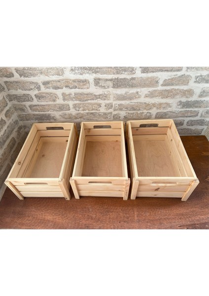 3 Adet Çocuk Odası Toparlayıcı- Oyuncak Toparlayıcı Ahşap Sepet-Organizer indirimleri