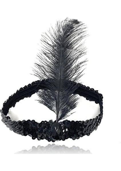 Siyah Renk Çarliston Başlık 90 Lı Yıllar 80 Li Yıllar Tüylü Saç Bandı fırsatları