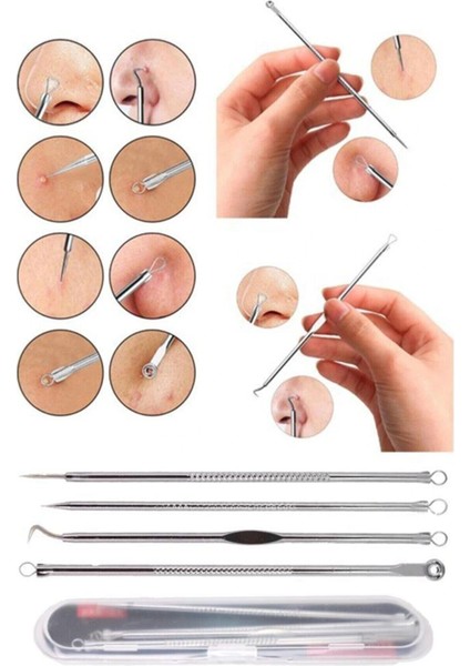 4 Lü Kutulu Paslanmaz Komedon Akne - Siyah Nokta Temizleyici Set fırsatları