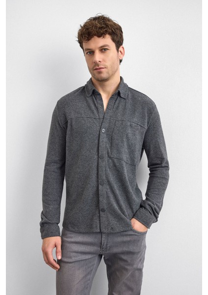 Pamuk Karışımlı Regular Fit Klasik Yaka Uzun Kollu Gömlek Erkek Gömlek B35W22005 103